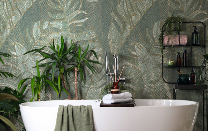 Modern,White,Tub,And,Beautiful,Green,Houseplants,In,Bathroom.,Interior